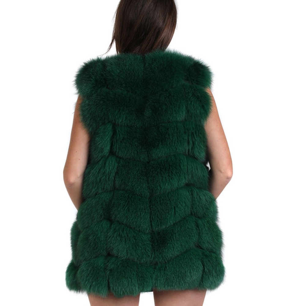 🍀☘️Luxurious Green Genuine Fox Fur Vest! Like new - Picture 3 of 4